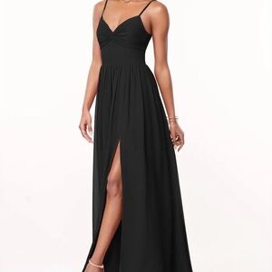 Azazie Black Maxi Dress with Slit